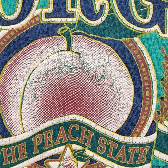 Vintage Georgia The Peach State T Shirt Size Large 1990s Green - Picture 4 of 11